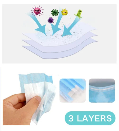 Surgical 3ply Disposable Face Mask Nonwoven Medical Face Mask for Civil Use Hospital Use