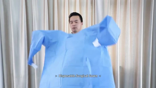 Knitted Cuffs AAMI Standard Level 1/2/3 Non Woven Disposable Medical Surgical Isolation Gown for Hospitals